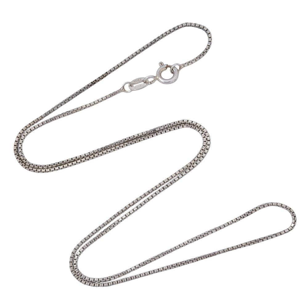 Vintage Sterling Silver 925 Italy Box Chain Necklace | 18"
